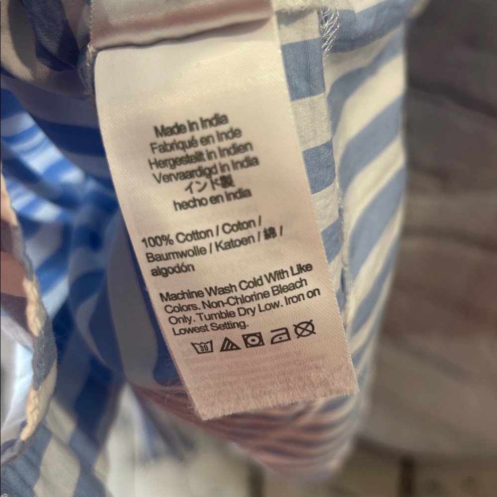 J.Crew Blue & White Striped Button-Front Midi Dress with Puff Sleeves Medium - Picture 11 of 11
